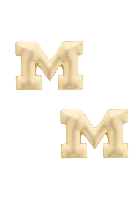 Michigan Wolverines 24K Gold Plated Stud Earrings made by Canvas Style