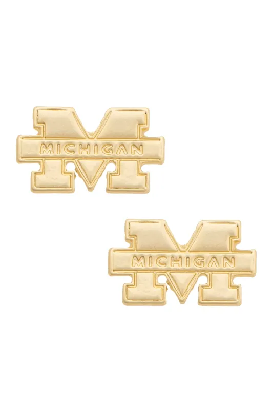 Michigan Wolverines 24K Stamped Logo Stud Earrings made by Canvas Style