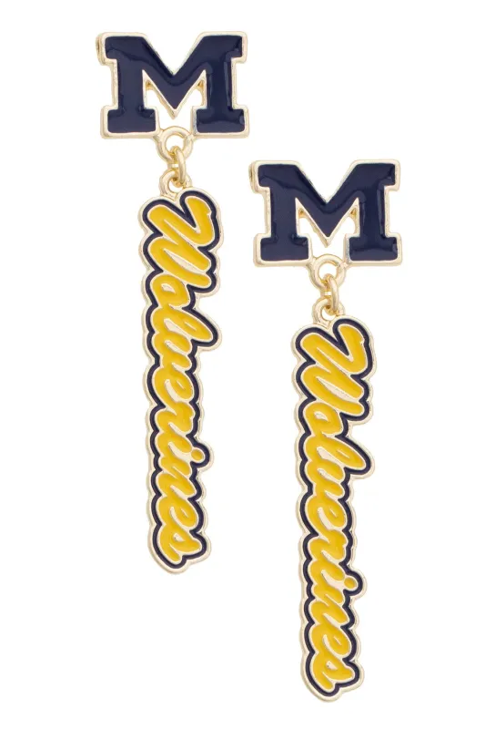 Michigan Wolverines Enamel Drop Earrings made by Canvas Style