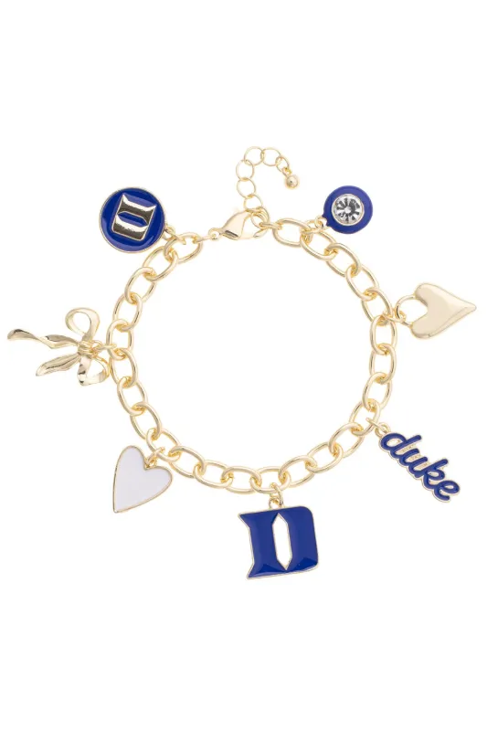 Duke Blue Devils Enamel Icons Charm Bracelet in Shiny Gold made by Canvas Style