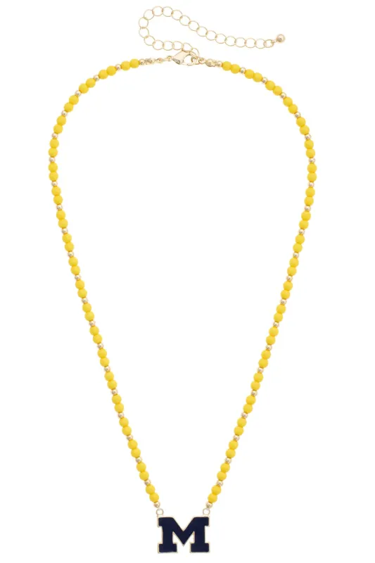 Michigan Wolverines Beaded Spirit Necklace made by Canvas Style