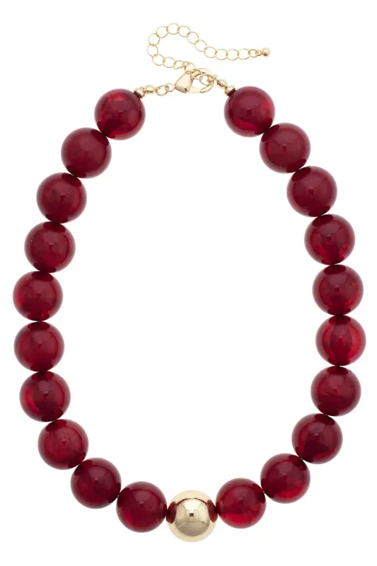 Marjorie Beaded Gumball Necklace in Plum made by Canvas Style