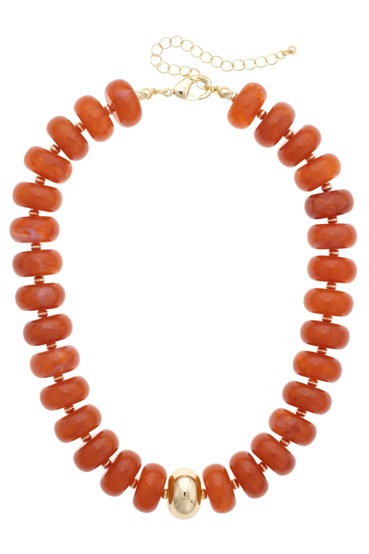 San Sebastian Beaded Resin Necklace in Burnt Orange sold by Canvas Style