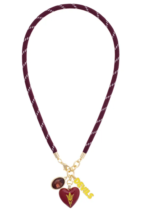 Arizona State Sun Devils Logo Heart Paracord Necklace made by Canvas Style