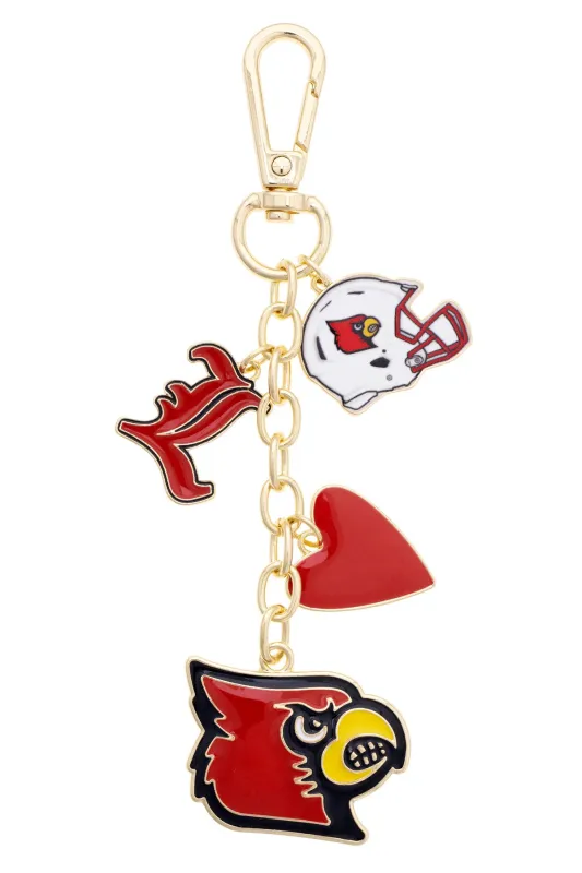 Louisville Cardinals Heart Cluster Bag Charm made by Canvas Style