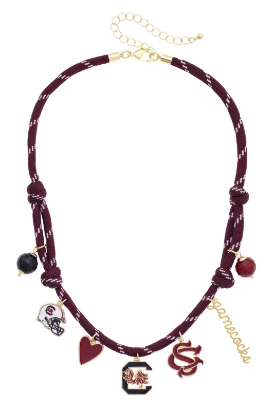 South Carolina Gamecocks Paracord Multi Charm Necklace made by Canvas Style