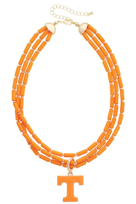Tennessee Vols Multi-Strand Beaded Logo Necklace made by Canvas Style