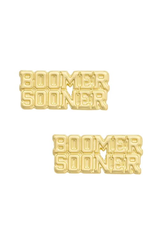Oklahoma Sooners 24K Stamped Logo Stud Earrings made by Canvas Style