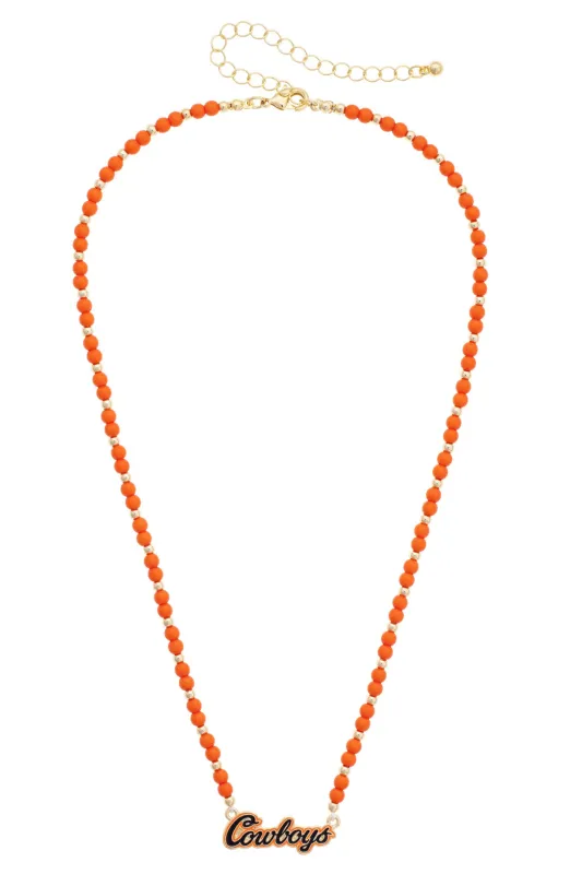 Oklahoma State Cowboys Game Day Beaded Spirit Necklace made by Canvas Style