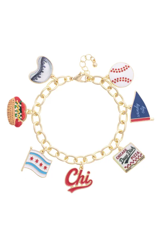 Chicago Enamel Icons Charm Bracelet made by Canvas Style