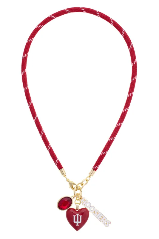 Indiana Hoosiers Logo Heart Paracord Necklace made by Canvas Style