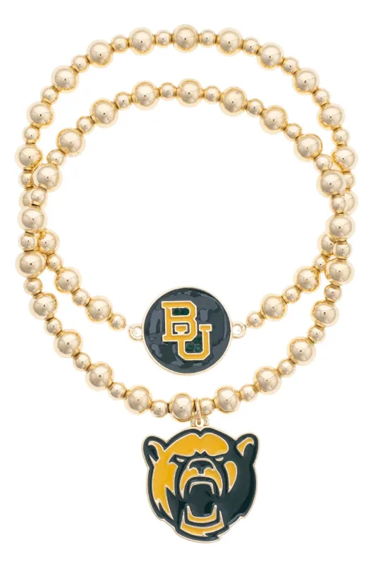 Baylor Bears Ball Bead Bracelet Set of 2 made by Canvas Style