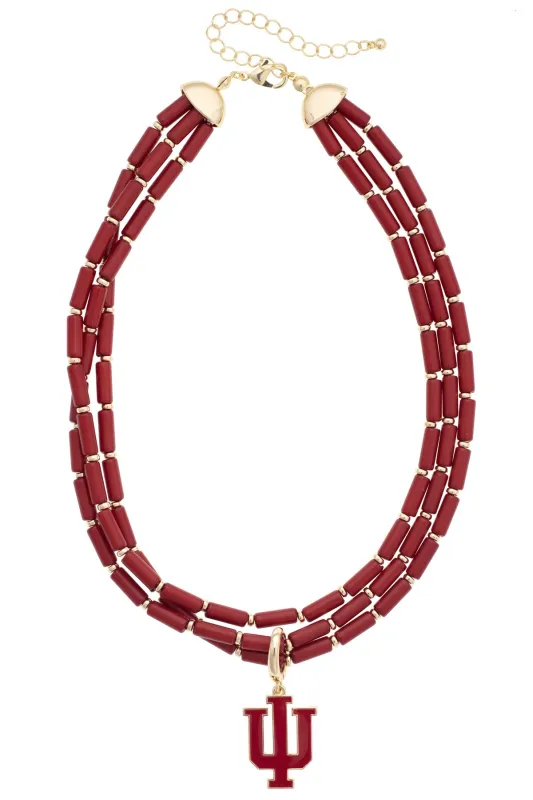 Indiana Hoosiers Multi-Strand Beaded Logo Necklace made by Canvas Style