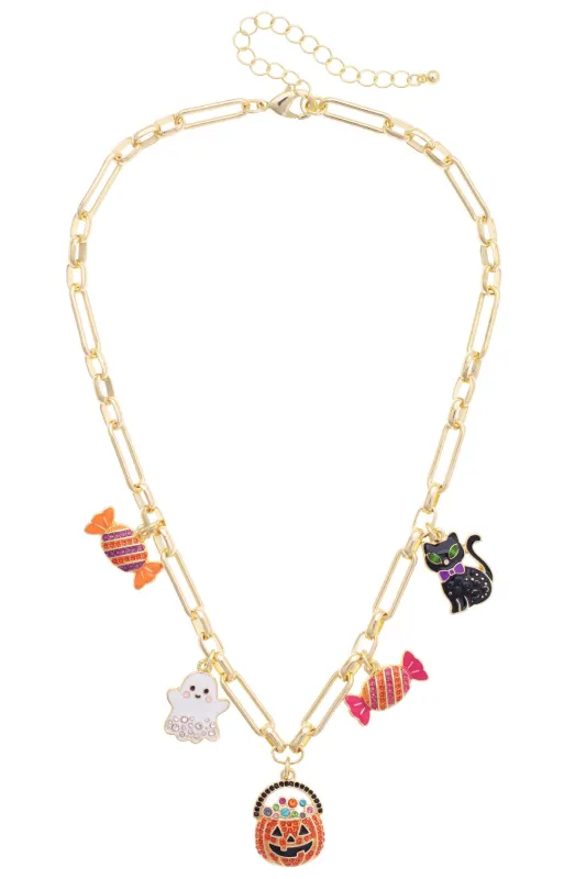 This is Halloween Enamel Charm Necklace made by Canvas Style