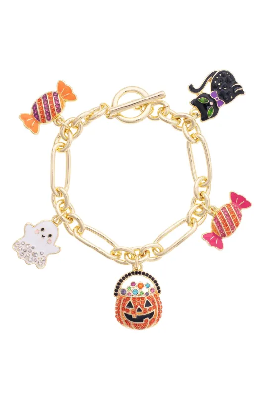 This is Halloween Enamel Charm Bracelet made by Canvas Style