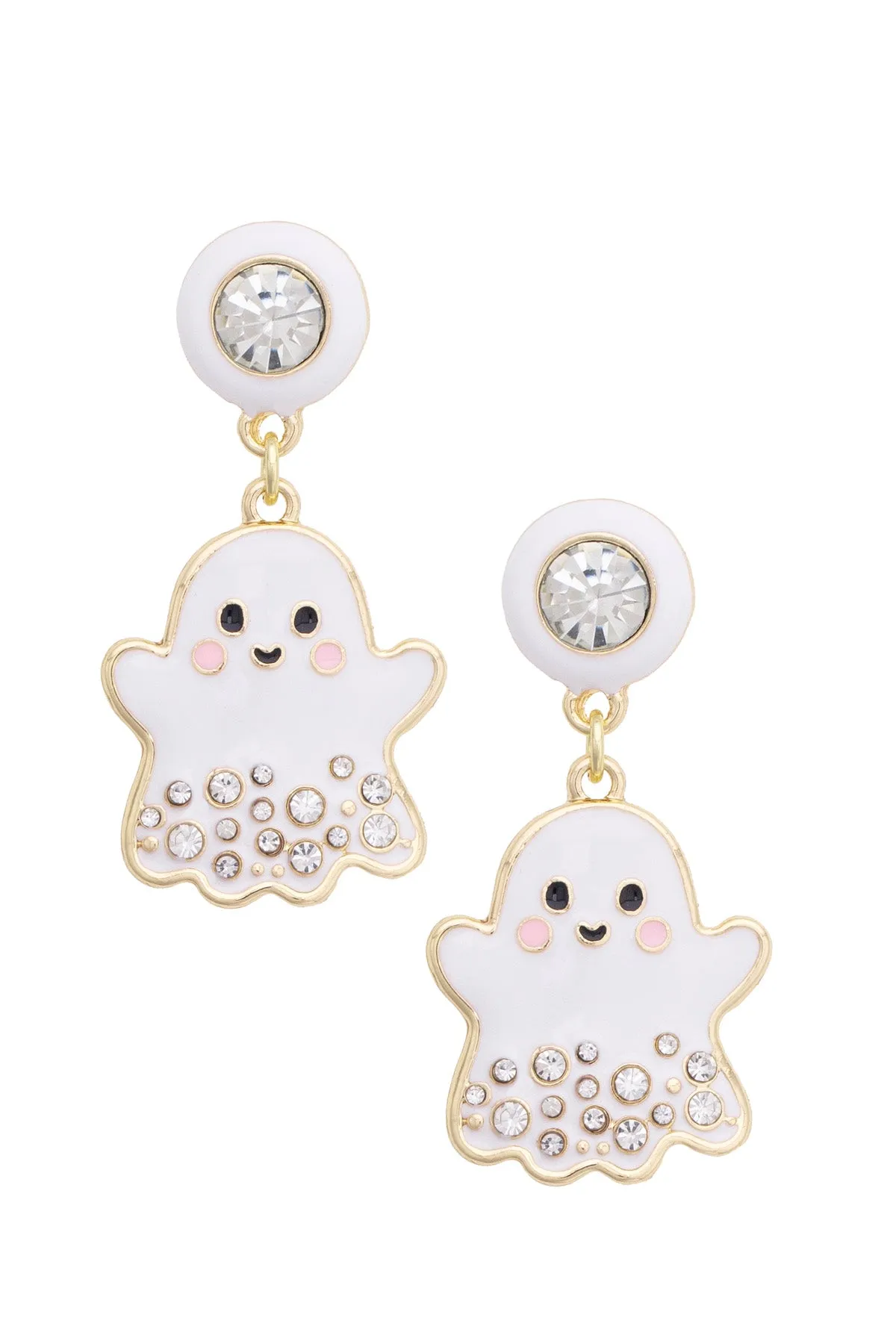 Rhinestone Ghost Drop Earrings in White sold by Canvas Style