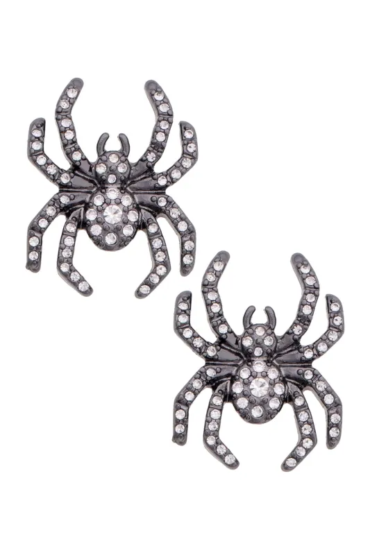 Pavé Spider Stud Earrings in Black made by Canvas Style