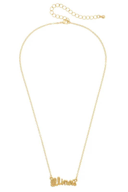 Illinois Fighting Illini 24K Stamped Logo Necklace made by Canvas Style