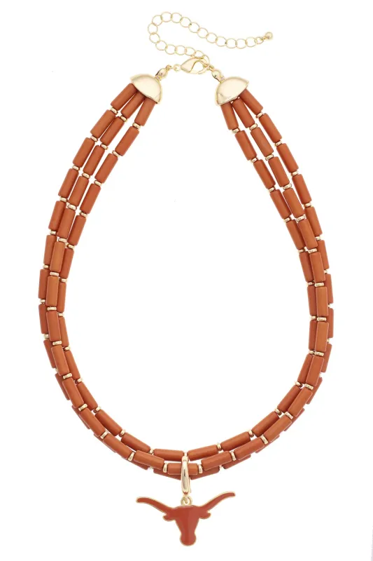 Texas Longhorns Multi-Strand Beaded Logo Necklace made by Canvas Style