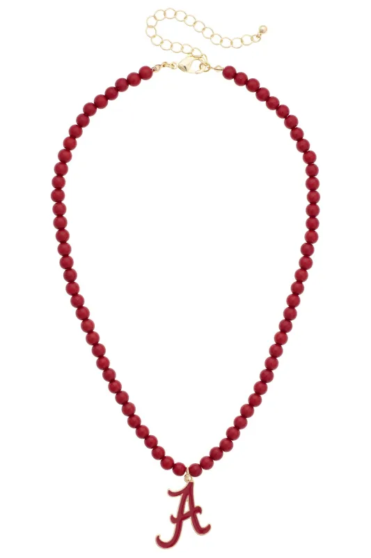 Alabama Crimson Tide Game Day Beaded Logo Pendant Necklace made by Canvas Style