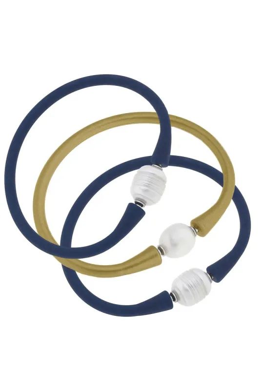 Bali Game Day Bracelet Set of 3 in Navy & Gold - FINAL SALE sold by Canvas Style