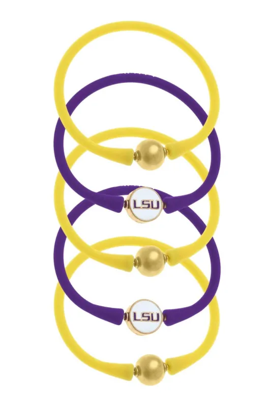 LSU Tigers 24K Gold Plated Bali Bracelet Stack (Set of 5) sold by Canvas Style