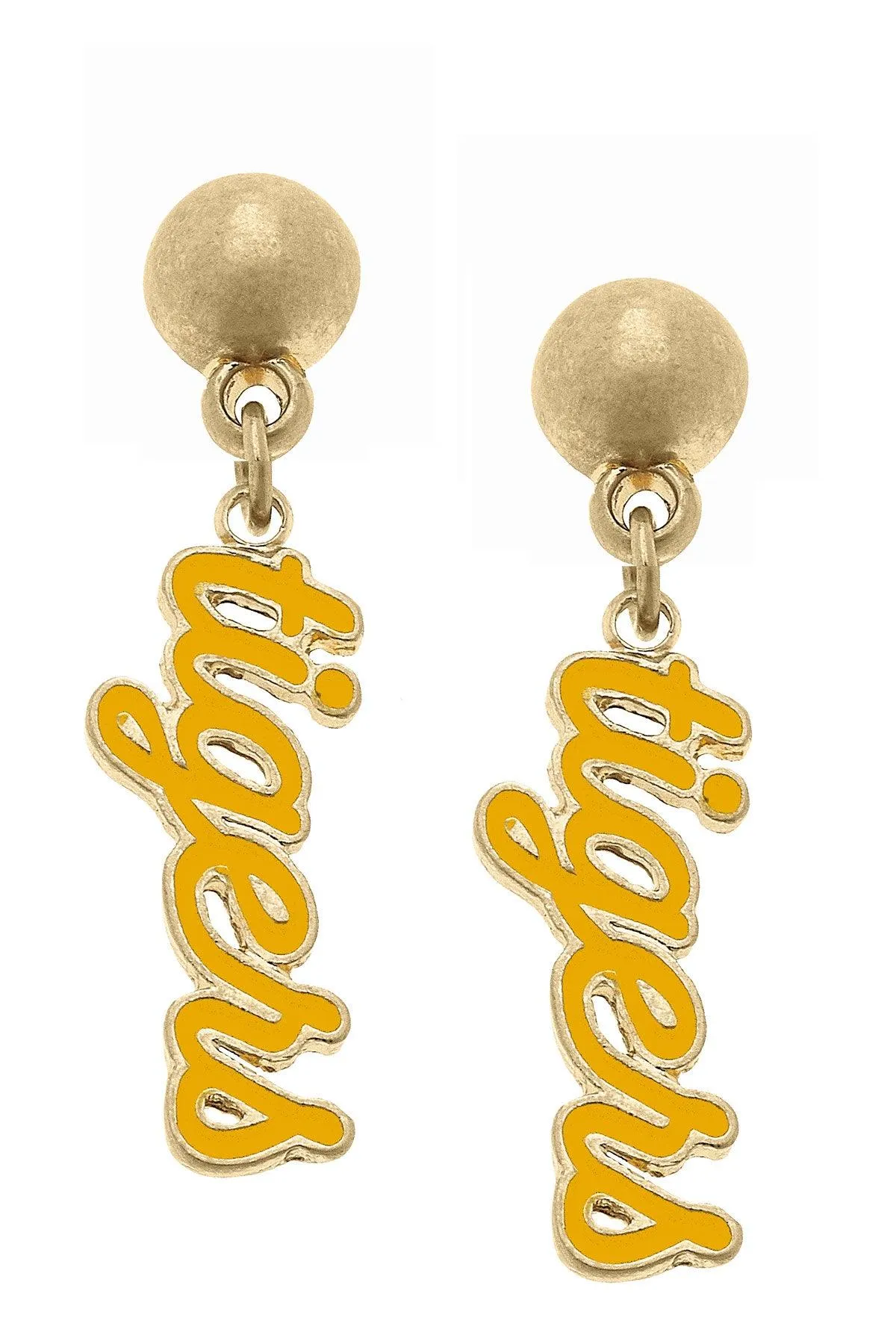 Missouri Tigers Enamel Script Earrings sold by Canvas Style