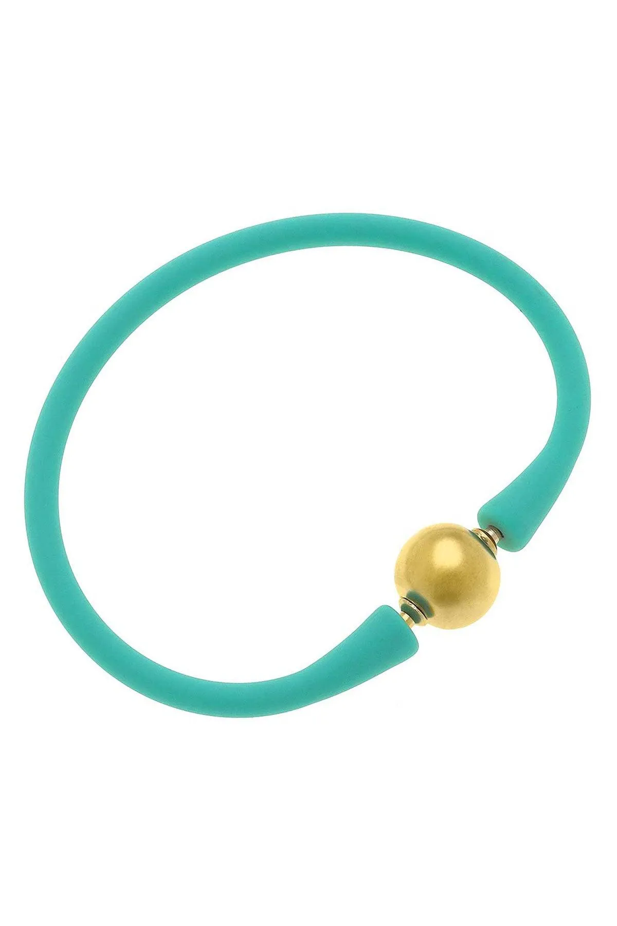 Bali 24K Gold Plated Ball Bead Silicone Bracelet in Mint - FINAL SALE sold by Canvas Style