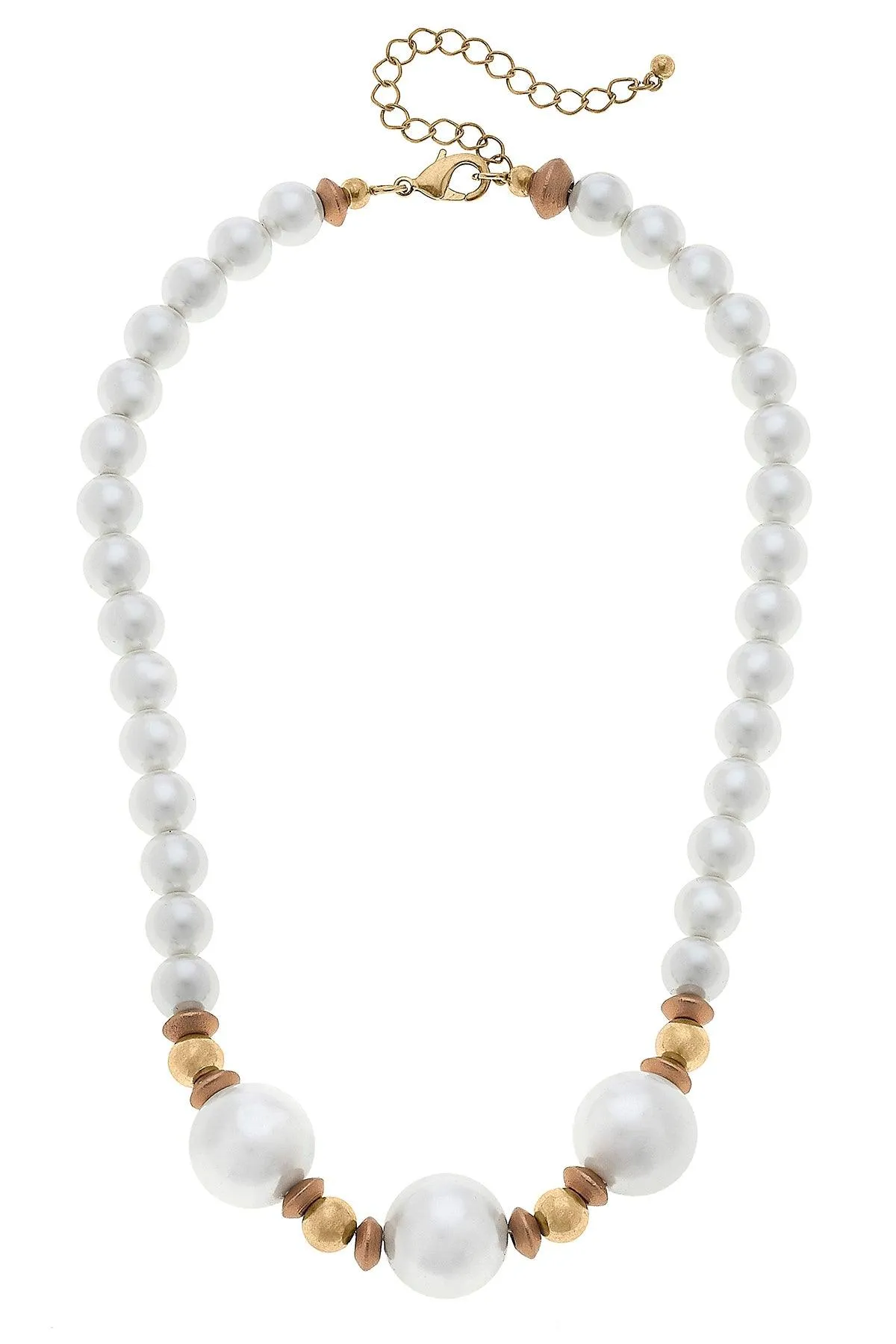 Moira Pearl, Wood & Gold Bead Necklace in Ivory - FINAL SALE sold by Canvas Style