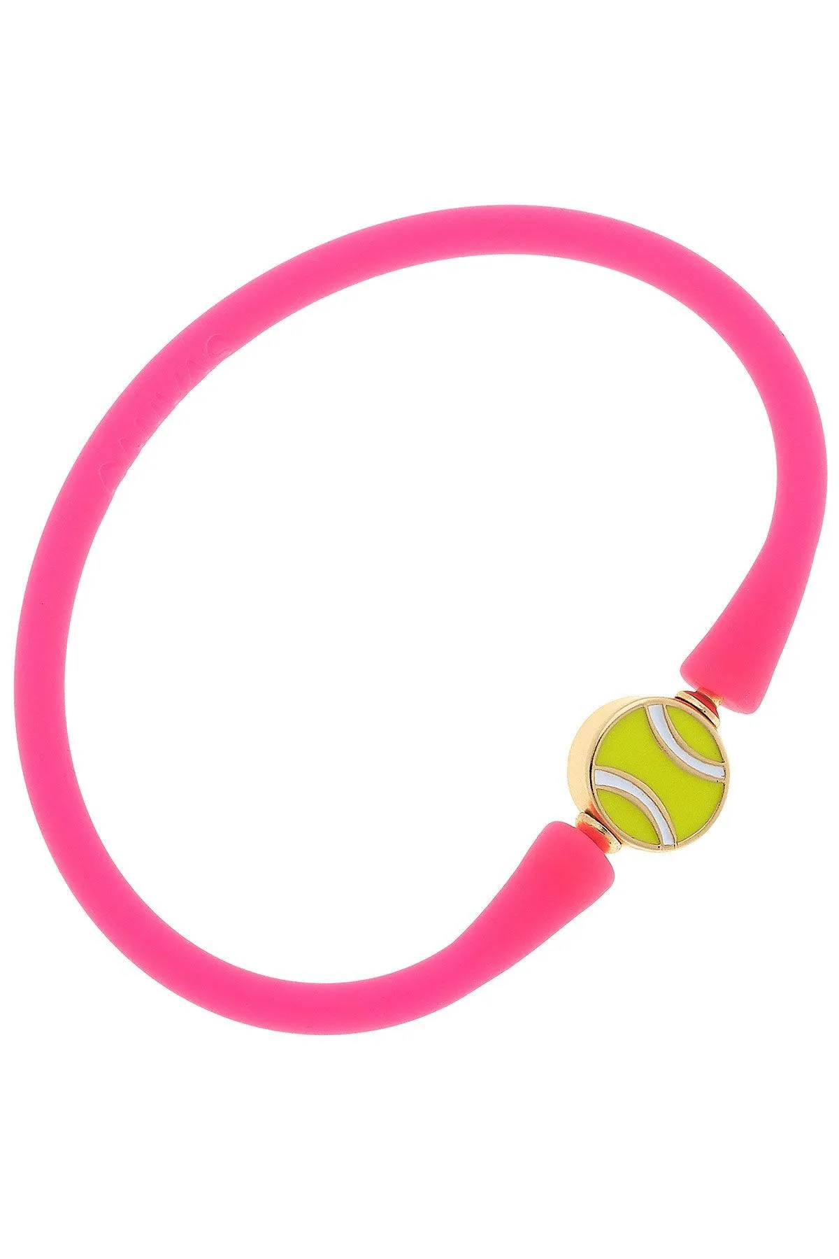 Enamel Tennis Ball Silicone Bali Bracelet in Neon Pink sold by Canvas Style