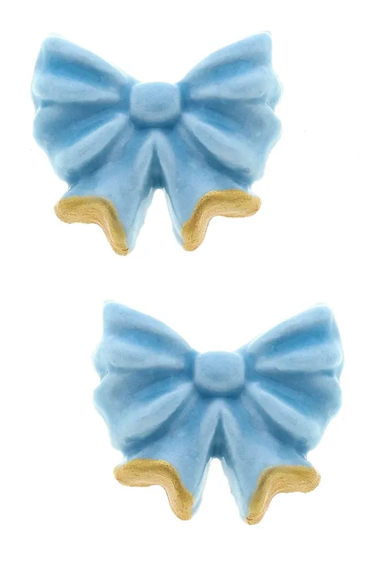 Lucy Porcelain Bow Stud Earrings in Blue sold by Canvas Style