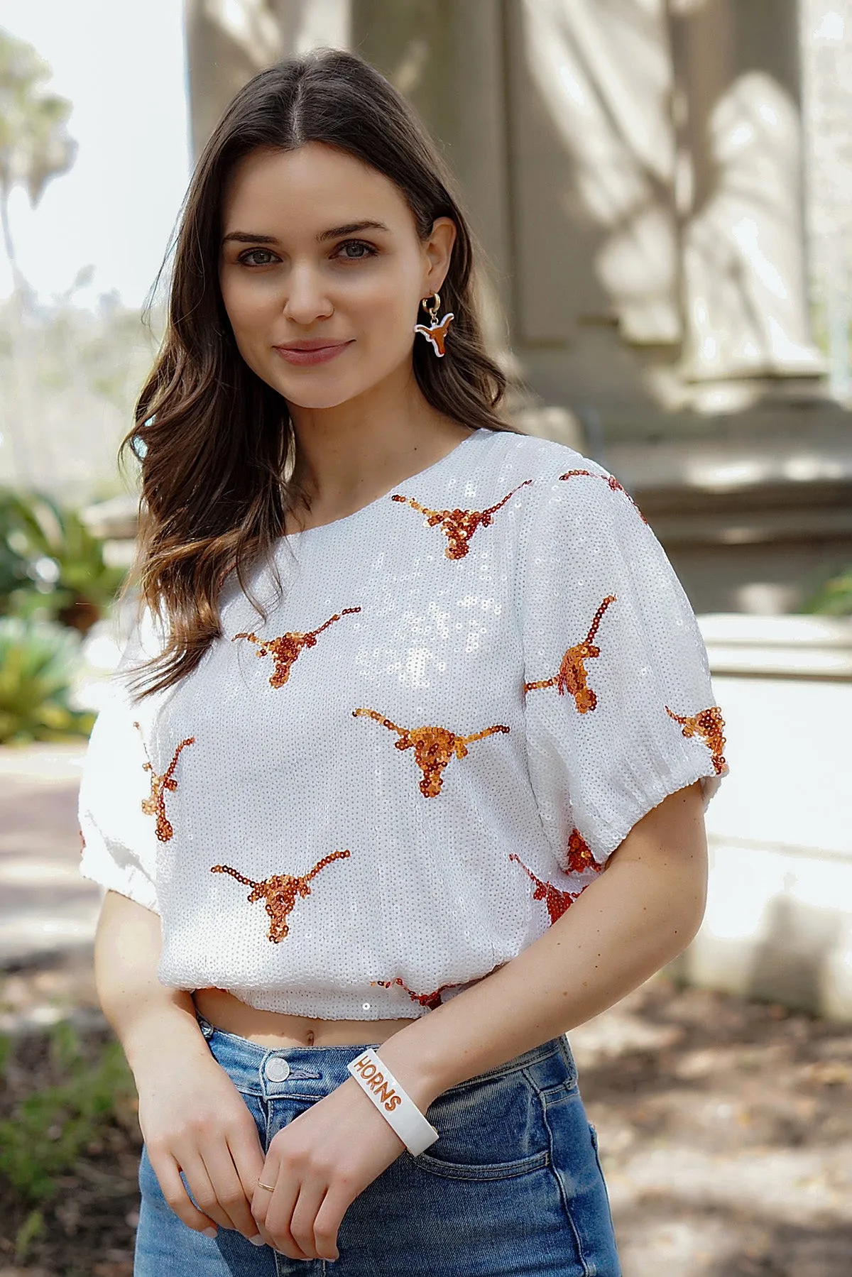 Texas Longhorns Resin Logo Drop Hoop Earrings sold by Canvas Style product image thumbnail 2