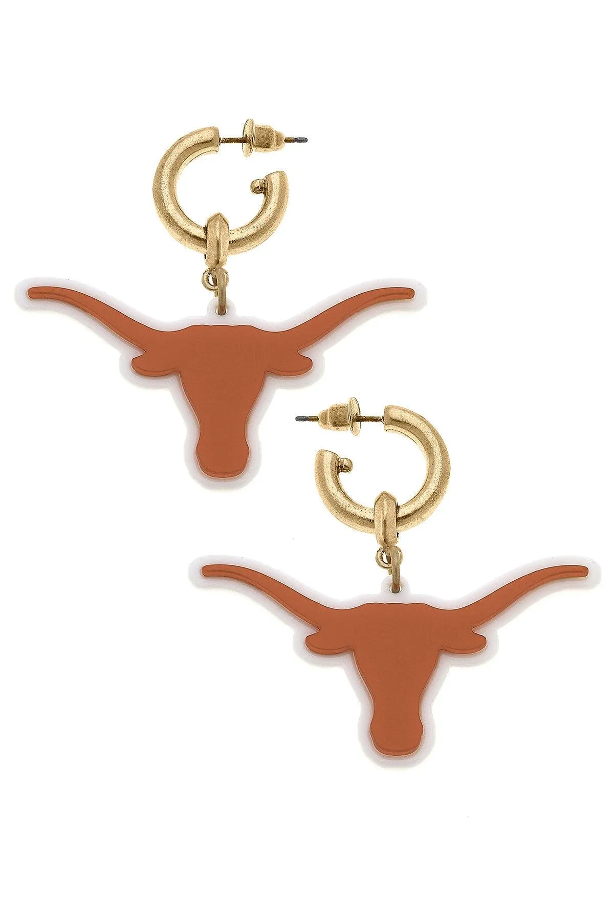 Texas Longhorns Resin Logo Drop Hoop Earrings sold by Canvas Style