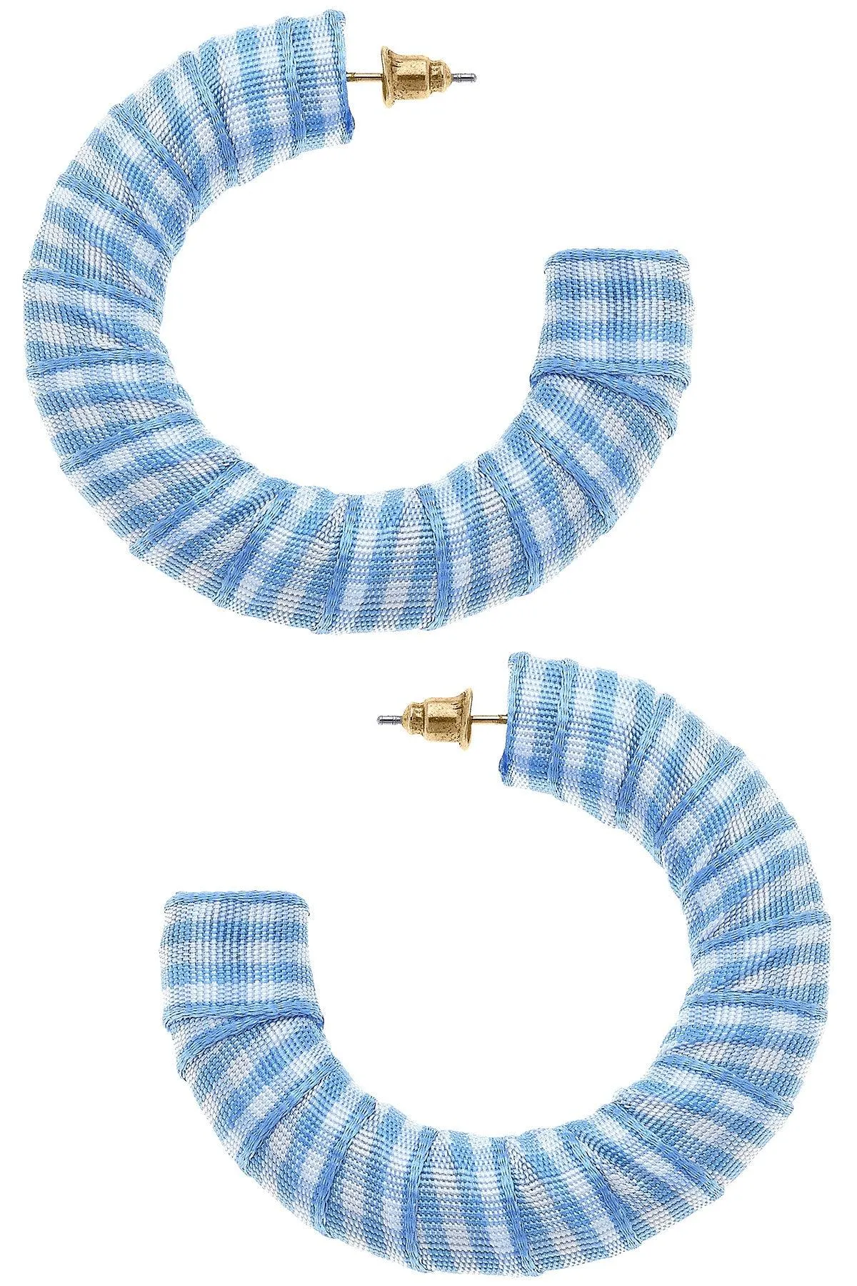 Reese Gingham Statement Hoop Earrings in Blue sold by Canvas Style