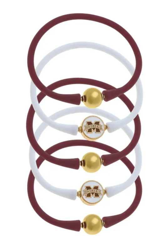 Mississippi State Bulldogs 24K Gold Plated Bali Bracelet Stack (Set of 5) sold by Canvas Style