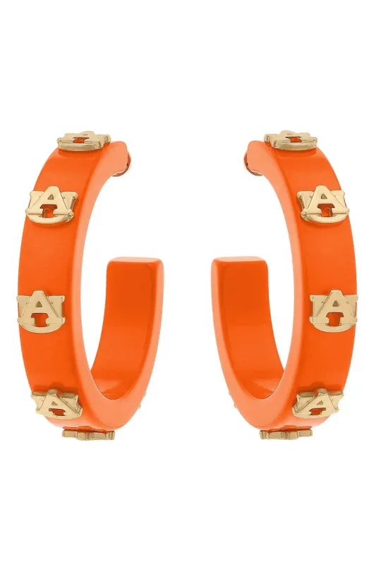 Auburn Tigers Resin Logo Hoop Earrings - FINAL SALE sold by Canvas Style