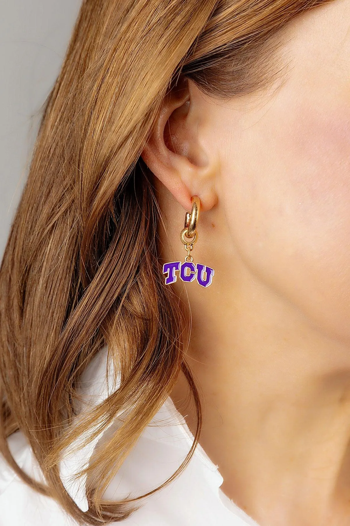 TCU Horned Frogs Enamel Drop Hoop Earrings - FINAL SALE sold by Canvas Style product image thumbnail 2