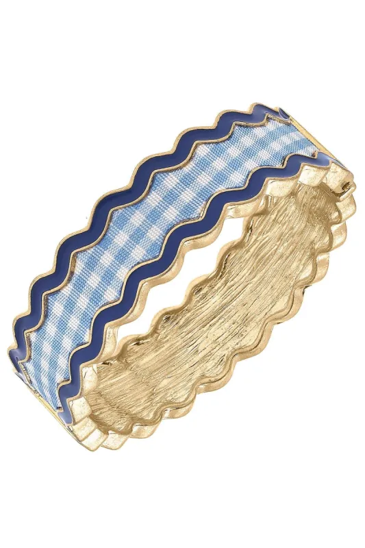 Annalise Gingham Statement Bangle in Blue sold by Canvas Style