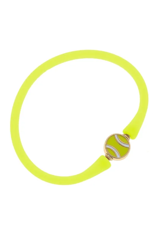 Enamel Tennis Ball Silicone Bali Bracelet in Neon Yellow sold by Canvas Style