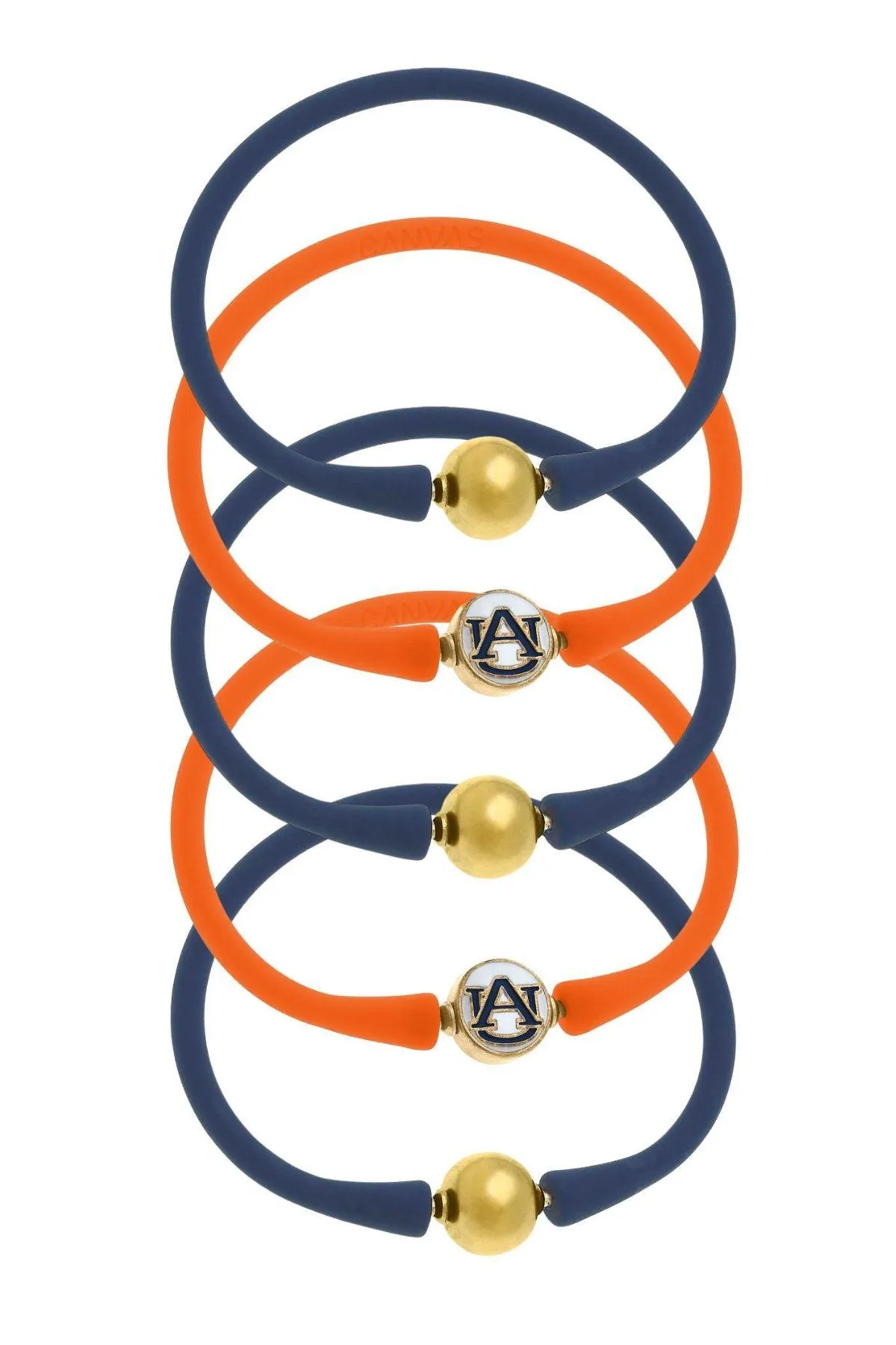 Auburn Tigers 24K Gold Plated Bali Bracelet Stack (Set of 5) sold by Canvas Style