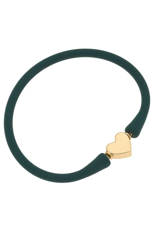 Bali Heart Bead Silicone Bracelet in Hunter Green - FINAL SALE sold by Canvas Style
