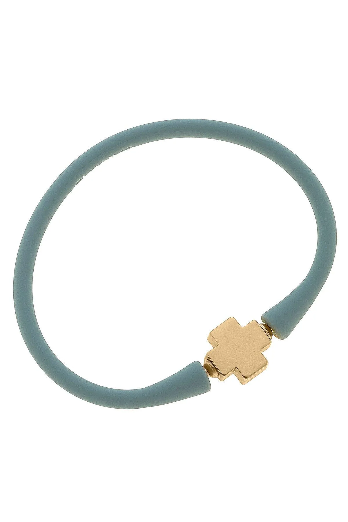Bali 24K Gold Plated Cross Bead Silicone Bracelet in Sea Foam - FINAL SALE sold by Canvas Style