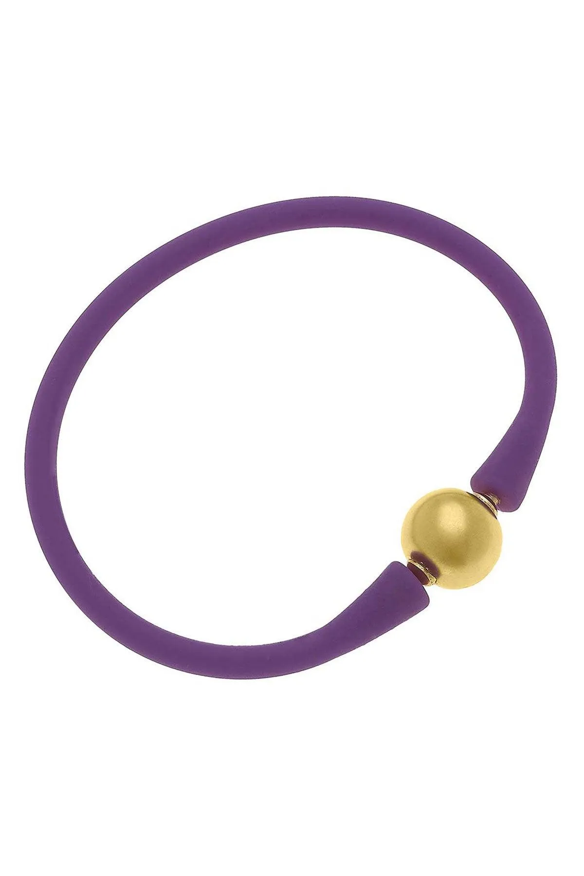 Bali 24K Gold Plated Ball Bead Silicone Bracelet in Purple - FINAL SALE sold by Canvas Style