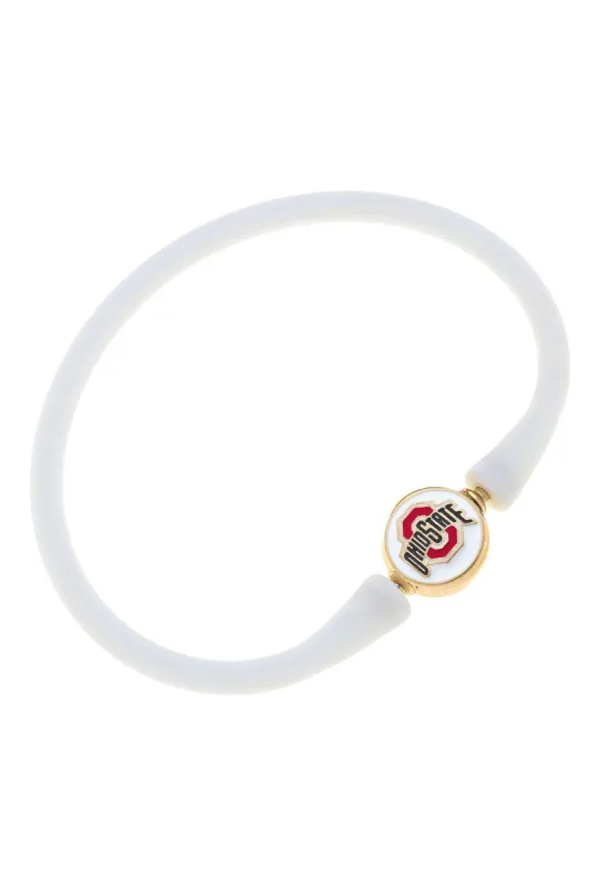 Ohio State Buckeyes Enamel Silicone Bali Bracelet in White - FINAL SALE sold by Canvas Style