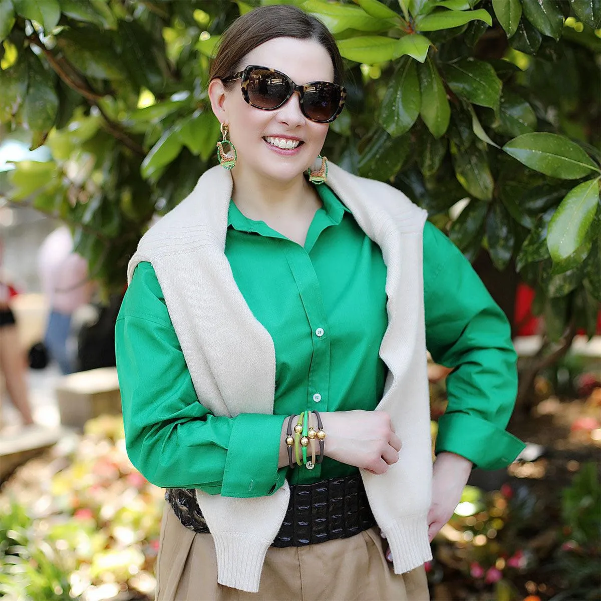 Gwen Enamel Giraffe Earrings in Green & Brown sold by Canvas Style product image thumbnail 2