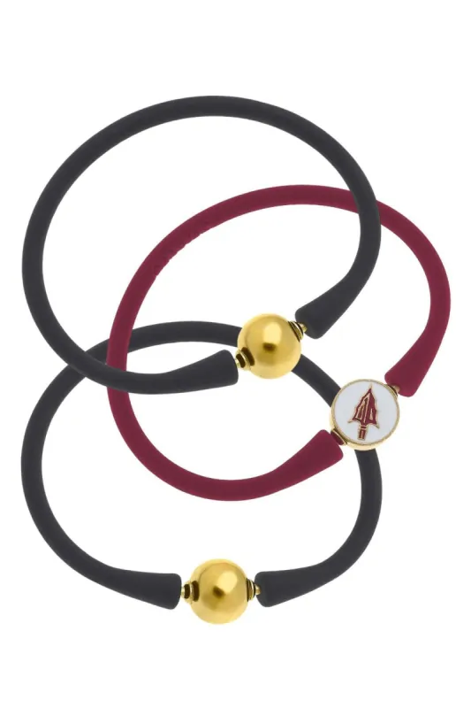 Florida State Seminoles 24K Gold Plated Bali Bracelet Stack (Set of 3) sold by Canvas Style