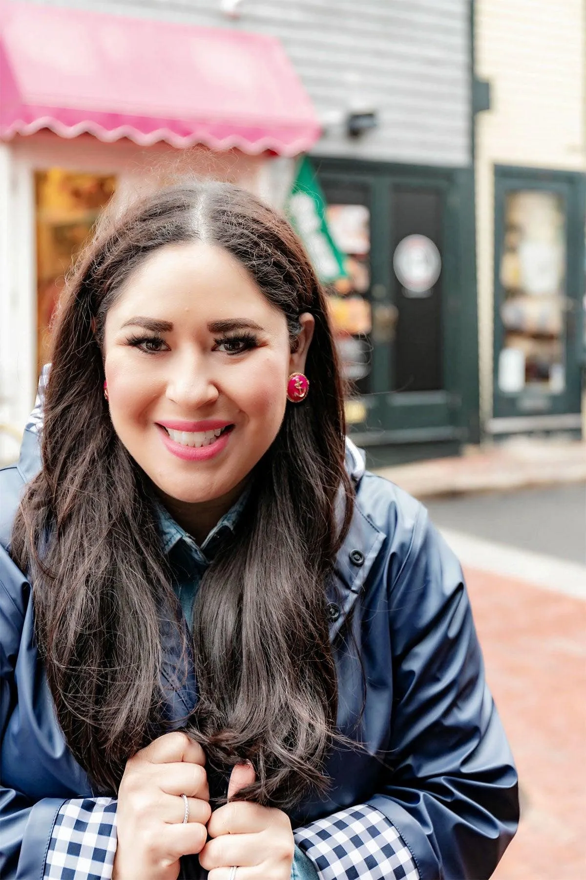 Kathleen Enamel Anchor Statement Stud Earrings in Pink sold by Canvas Style product image thumbnail 2