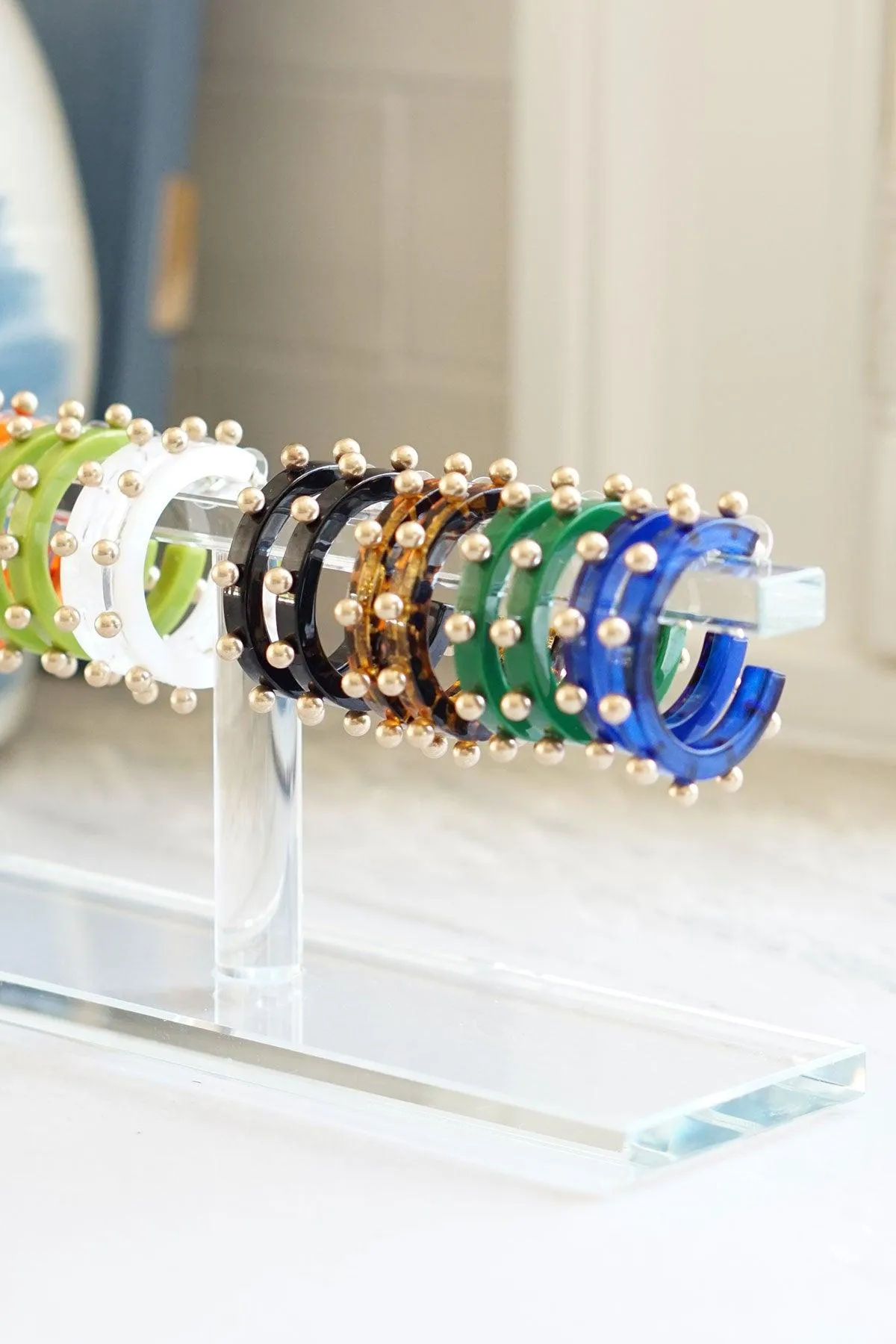 Kelley Studded Metal and Resin Hoop Earrings in Black sold by Canvas Style product image thumbnail 2