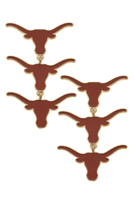 Texas Longhorns Triple Drop Enamel Earrings sold by Canvas Style
