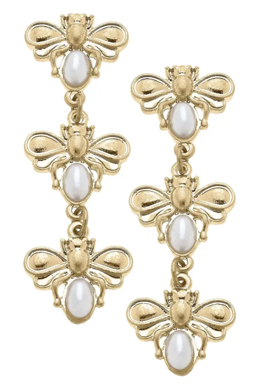 Pearl Bumble Bee Linked Earrings sold by Canvas Style